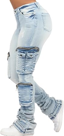 ROCKSTAR ORIGINAL Womens Alisson Cargo Super Stacked Jean