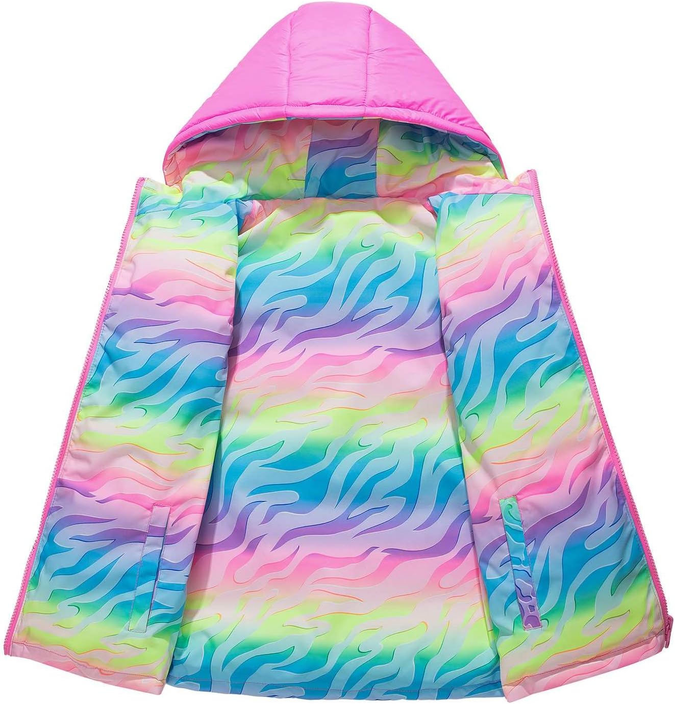 Girls Reversible Padded Coat Kids Water Repellent Insulated Cotton Padded Jacket Outdoor winter Hiking Outwear