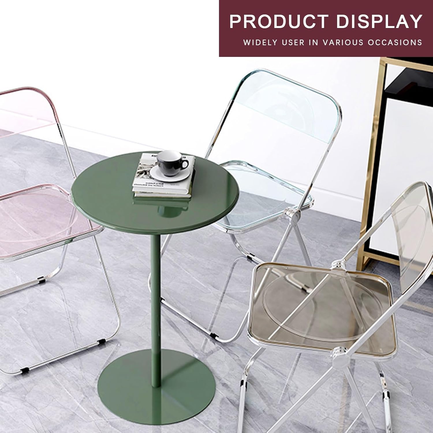 Round Pub Bar Table,Tall Pub Table Round Cocktail Bar Tables Modern Style Standing High Top Table Restaurant Bistro Table with Metal Base, Sofa Bedside End Table (Size : 40x40x62cm)