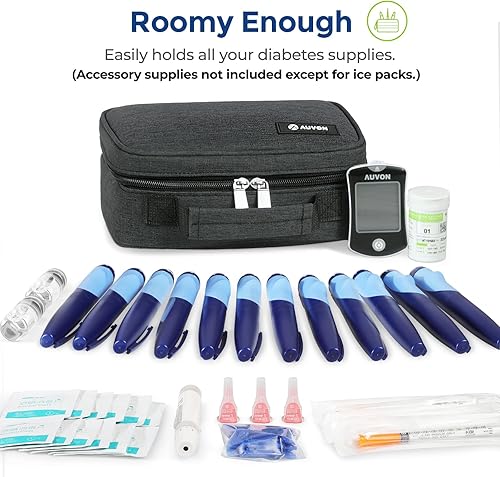 Miniatura 3 de AUVON Estuche de viaje grande para enfriar insulina, efecto de enfriamiento más largo con 4 paquetes de hielo de 5.64 oz, bolsa compacta para