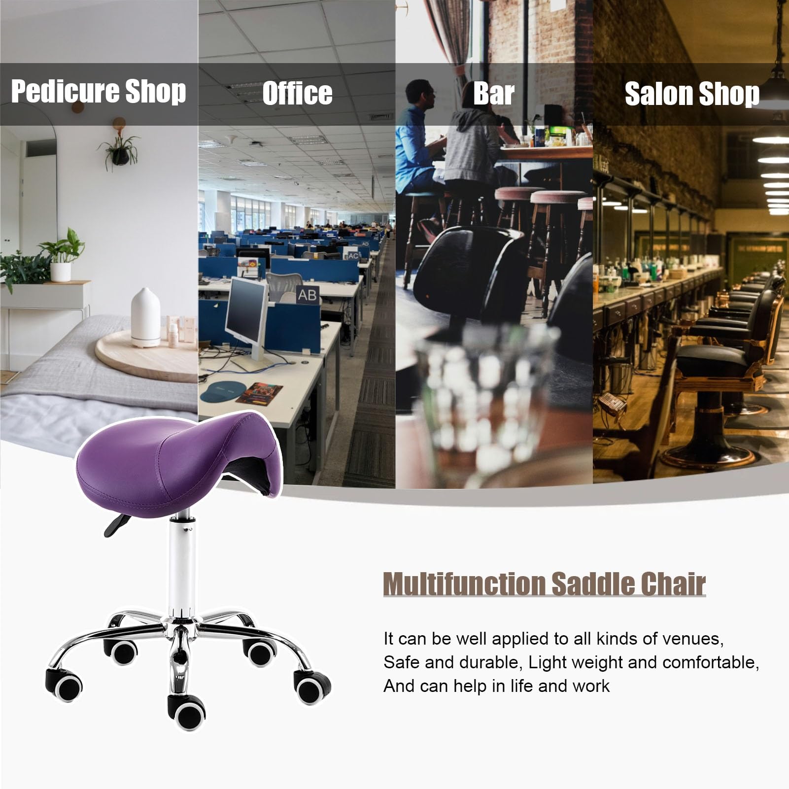 Taboret zabiegowy, profesjonalny ergonomiczny stołek siodłowy, regulowany hydrauliczny fotel siodłowy z kółkami, krzesło biurowe antygarbowe dla stylisty salonu/Lash Tech (kolor: ciemnoróżowy)