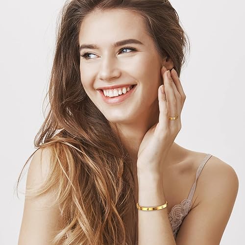 Miniatura 3 de ZLLOO Pulseras de oro para mujer, chapado en oro real de 14 quilates, con circonita cúbica, no se deslustra, pulseras de nudo de amor, ajustables, a