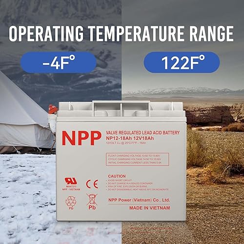 Miniatura 6 de NPP NP12-18Ah (tuerca y perno, 4 piezas) T3 Terminal 12V 18Ah AGM recargable SLA batería con tuerca y terminal de perno para energía solar,