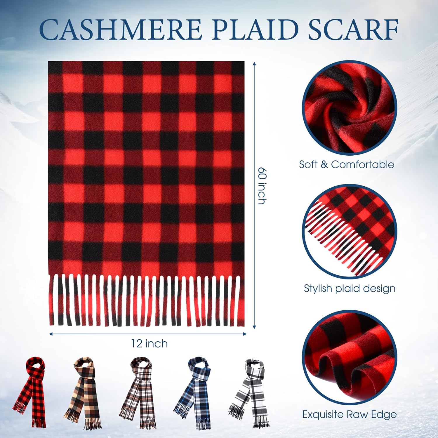 Cuffbow Unisex Winter Accessory Set Adults Winter Kit Included Scarves Warm Beanie Hats Knitted Gloves - Image 2