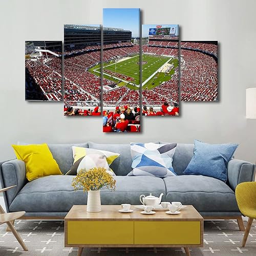 Vista 91 de Cuadros de estadios deportivos de fútbol americano de Minnesota, cuadros de vikingos, 5 paneles, lienzo para pared, arte de pared del estadio