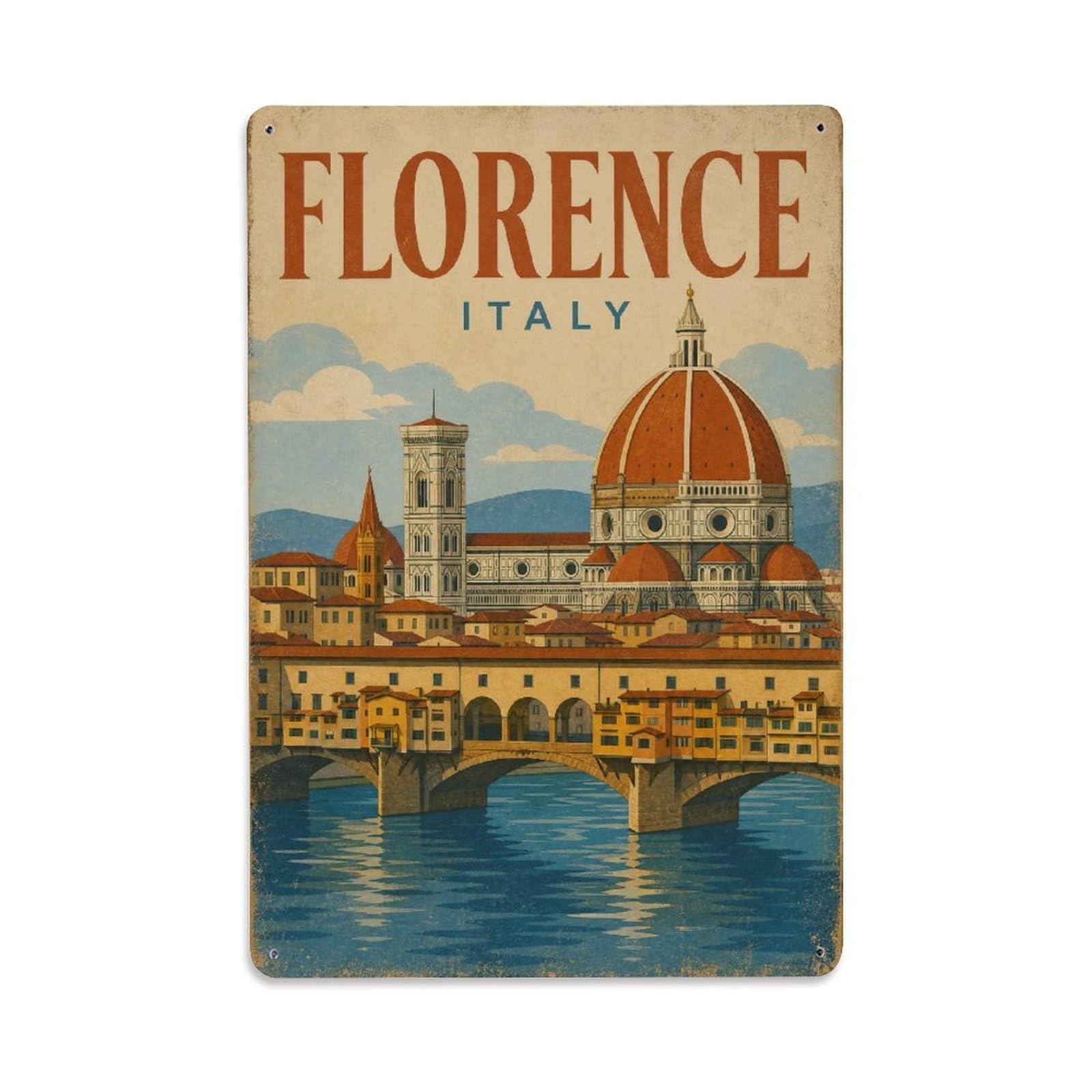 Fqcyn Style Metal Tin Sign Travel Vintage Italy Florence