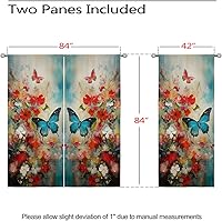 Vista 141 de Cortinas opacas de mariposa para decoración del hogar de niñas y niños, hermosas flores en acuarela, con ojales, aislamiento térmico, cortinas