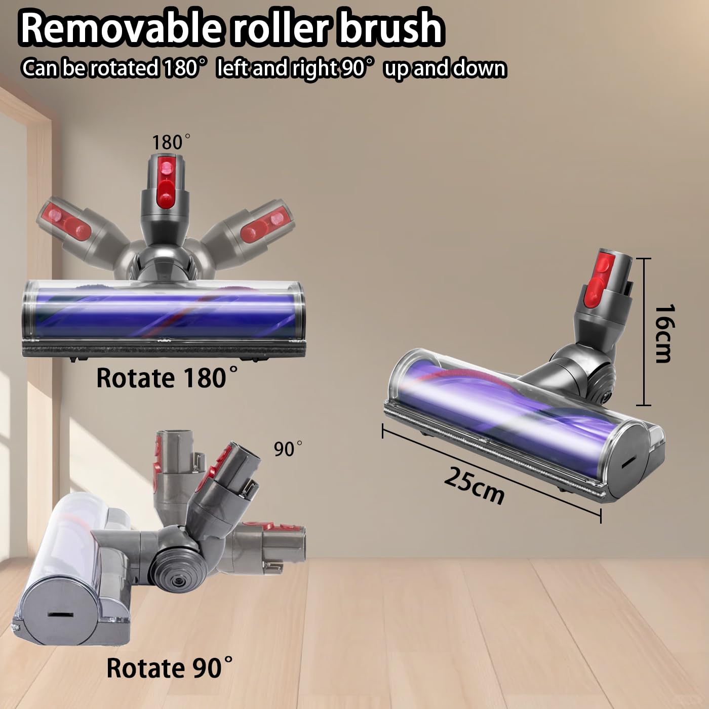 Recambios Cepillo Motorizado para Dyson V7 V8 V10 V11 V15, Cepillo de Cabezal Limpiador de Cabezal de turbina para Dyson V7 V8 V10 V11 V15, para Moquetas y Suelos Duros.
