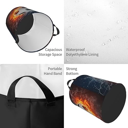 Miniatura 3 de Gbuzozie Balón de fútbol redondo en fuego y agua cesta de lavandería deportiva cesta de almacenamiento de fútbol juguetes organizador de ropa para