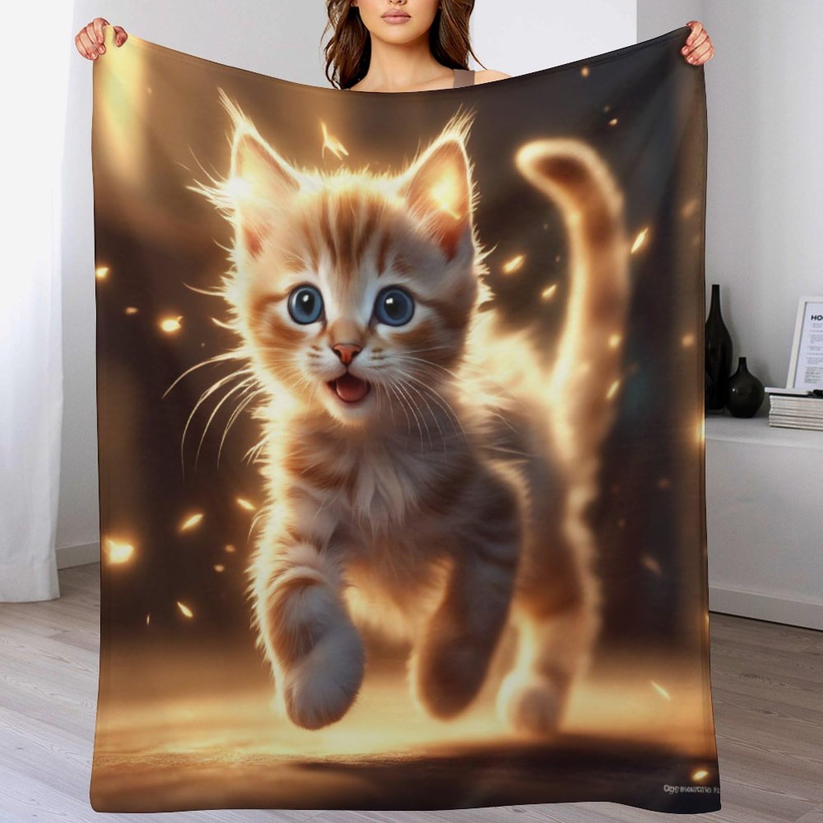 Couverture chat polaire contre le froid nocturne sur canapé