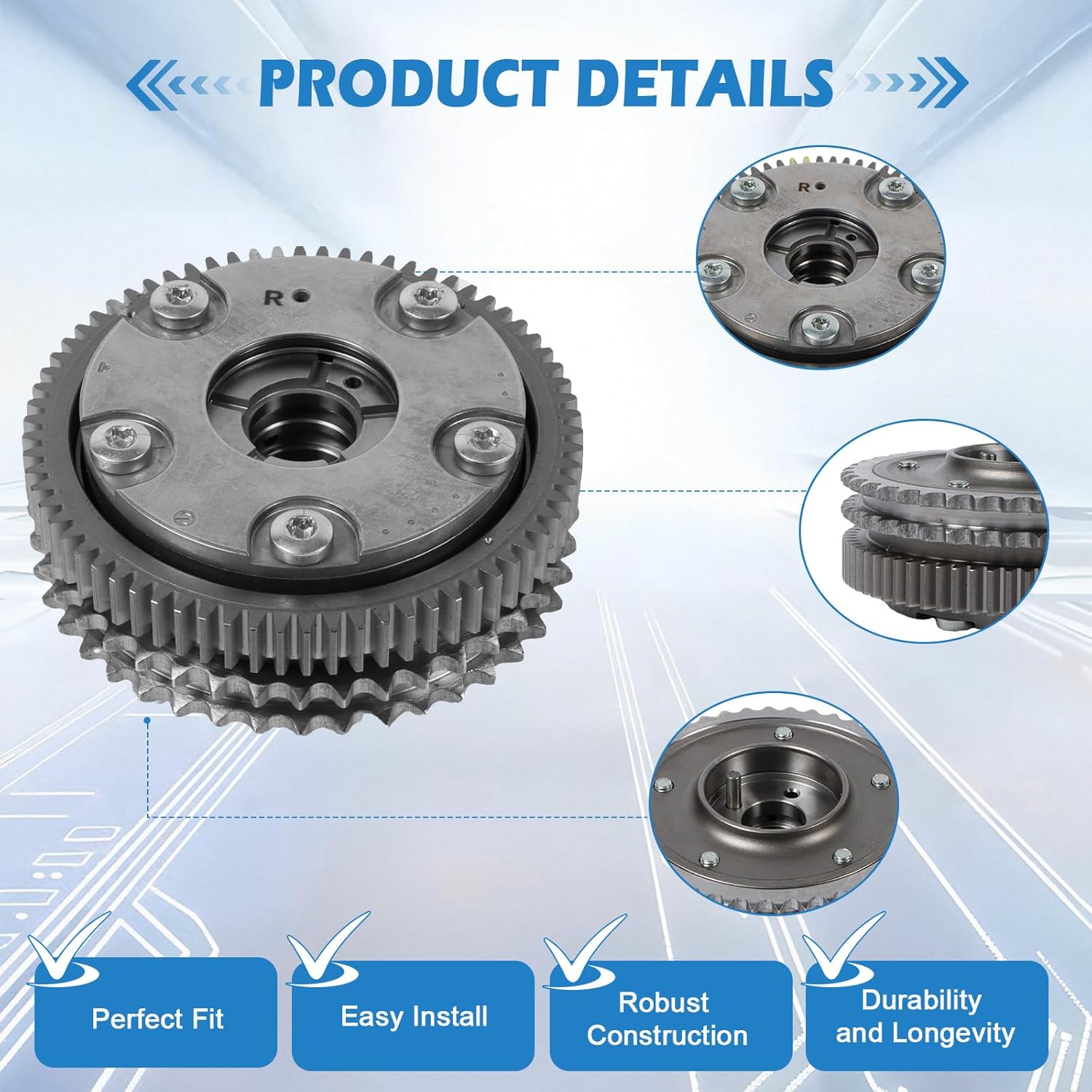 RH Intake Camshaft Gear Sprocket 2720502447 2720505347 for Benz S550/G550/CLS550 2009-2015 5.5L V8–Restores Valve Timing Enhances Throttle Response Improves Fuel Efficiency