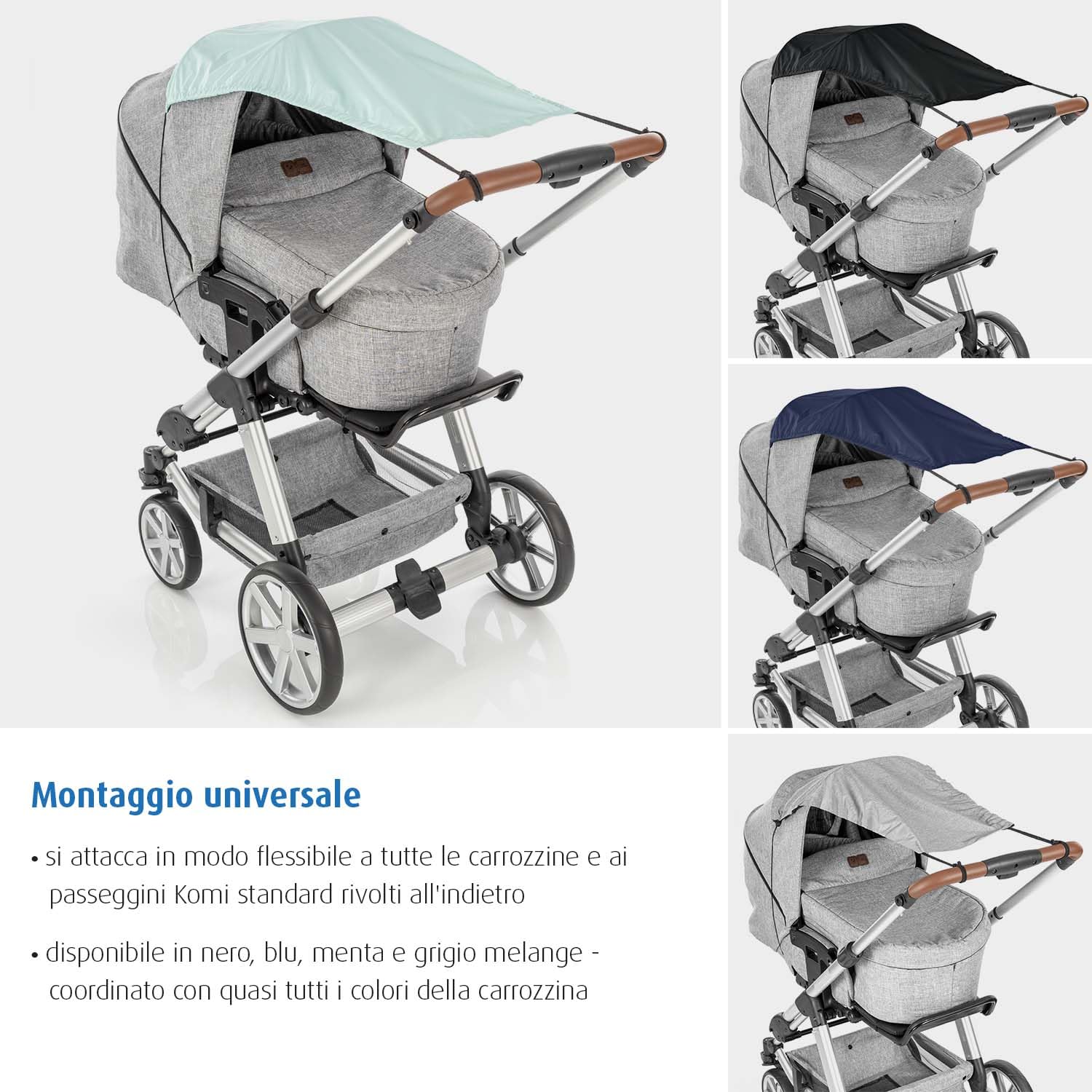 reer ShineSafe - Parasole per passeggino, protezione solare, per molti modelli, colore: verde menta