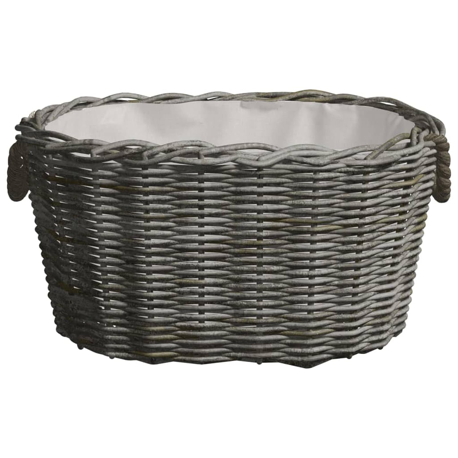 Gecheer Cesta de leña Asas de Transporte Sauce Natural Gris 59x42x28 cm
