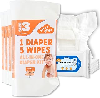 Disposable Diaper Kit, Size 3 (20-31 lbs) | All-in-One On-the-Go | 10 Pack