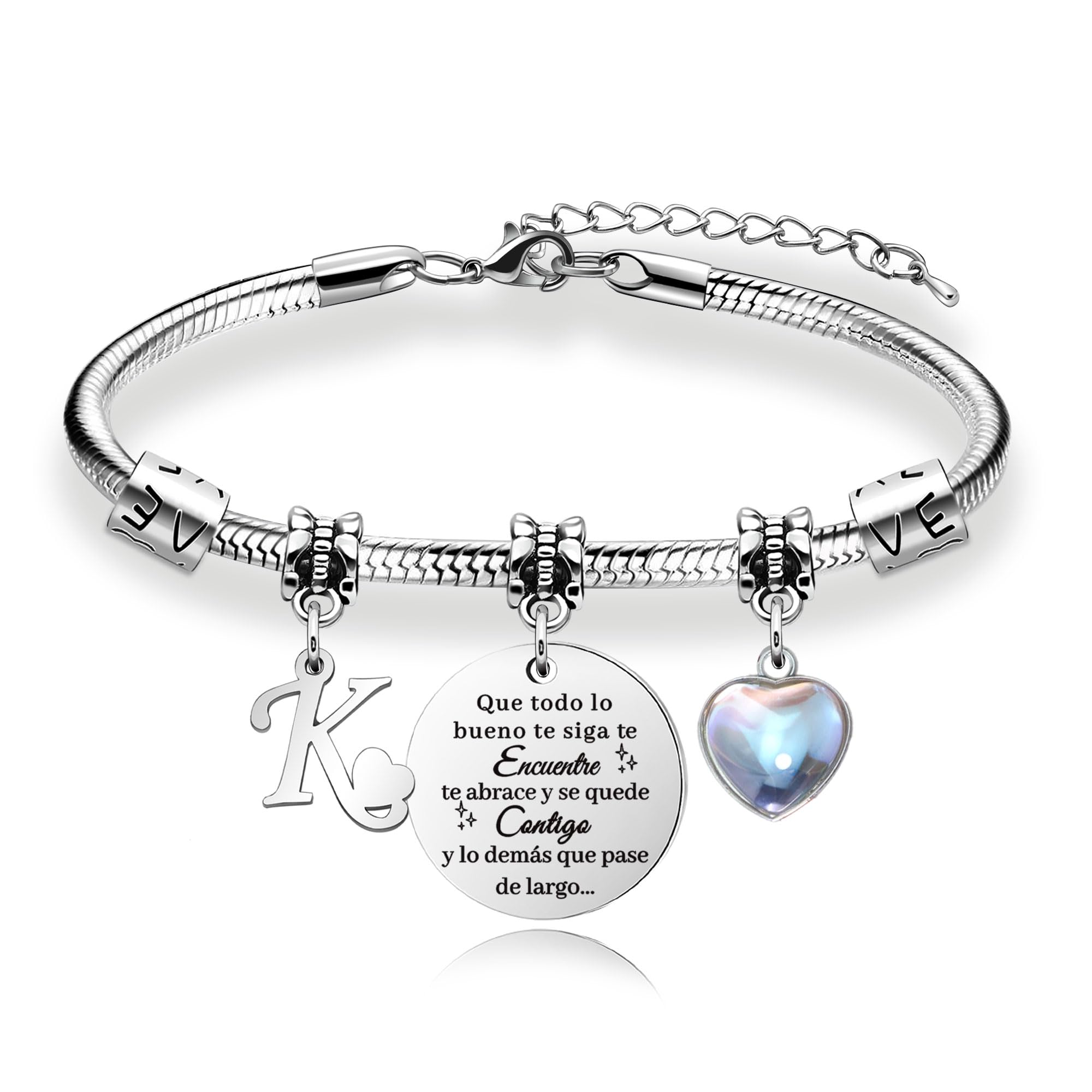 Regalos para Mujeres Pulsera de Plata con Letras Iniciales - Regalo Personalizado para Hija, Sobrina, Hermana, Amiga, Adolescente, Madre y Tía — view 15