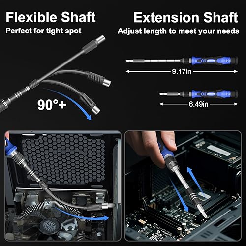 Miniatura 8 de STREBITO Destornillador eléctrico, juego de destornilladores de precisión 144 en 1, 120 puntas magnéticas, almacenamiento organizado y portabilidad,