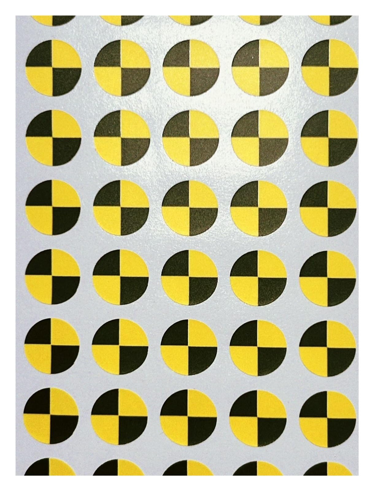 Indicatori riflettenti Adesivi Test di posizionamento Punti gialli e neri Punto di riferimento Multi-dimensione(70mm 1000pcs)