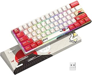 HITIME XVX M61 60% Mechanical Keyboard Wireless, Ultra-Compact 2.4G Rechargeable Gaming Keyboard, RGB Backlit Ergonomic Keyboard for Windows Mac PC Gamers(Izakaya Theme, Gateron Red Switch)