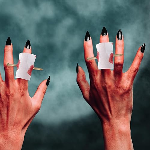Miniatura 3 de Toyvian 22 piezas de uñas postizas a través del dedo, accesorios de broma para adolescentes, recuerdos de fiesta de Halloween