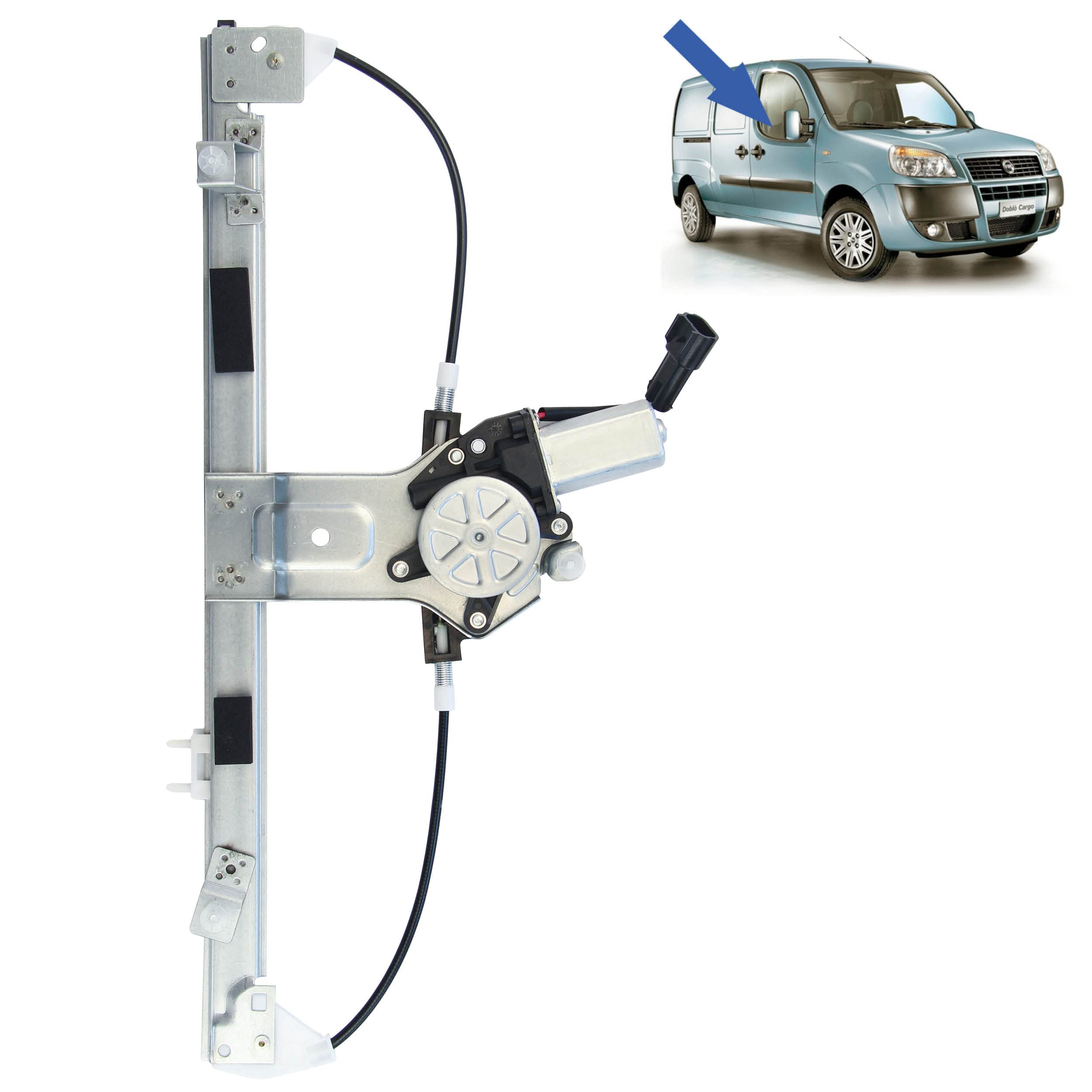 STARKIT PERFORMANCE Fensterheber passend für Fiat Doblo (2000-2010) MIT MOTOR. VORNE RECHTS (Beifahrerseite) 46751438, 46810676, 51718403, 51704762