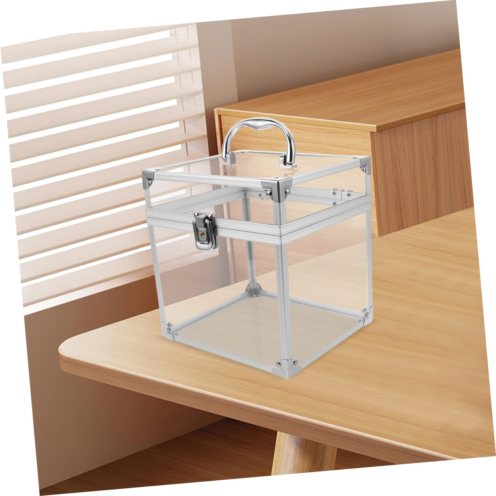 Amosfun Scatola Portaoggetti in Acrilico per Album Vinile con Manico, Contenitore Portatile per Dischi e Dvd, Grande Capacità per Organizzare in Camera o Soggiorno