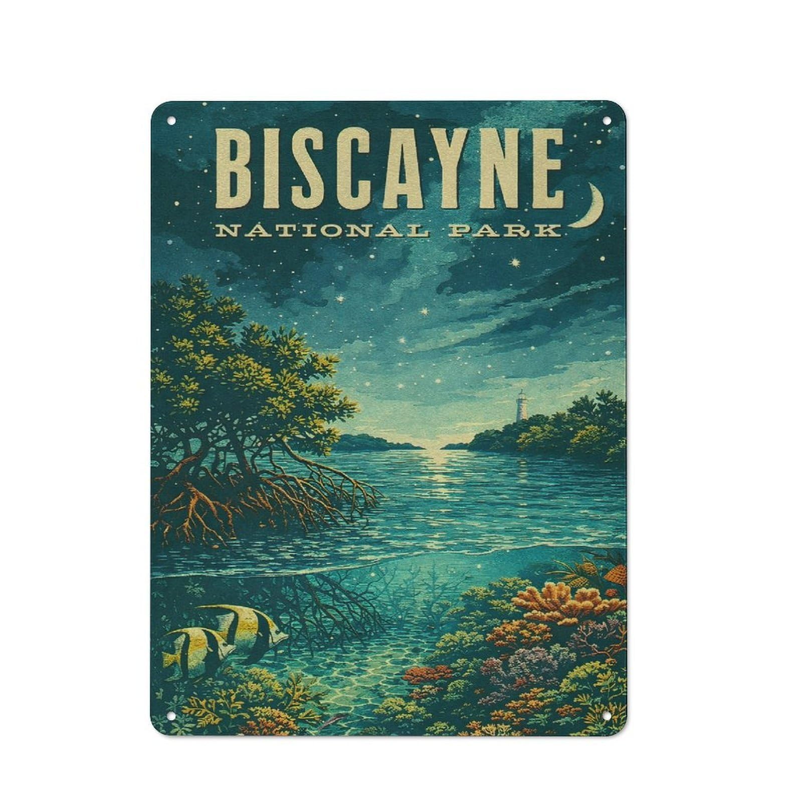 Junmoney Style-14 Biscayne National Park Vintage Retro Metal Wall Decor 40X30cm, Retro Metal Sign For Garage, Hobby Room, Office Or Man Cave