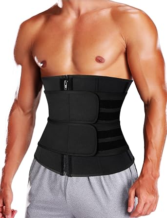 KIWI RATA Mens Workout Waist Trainer Corset Neoprene Sauna Sweat Trimmer Cincher Belt Extra Belly Compression Belts