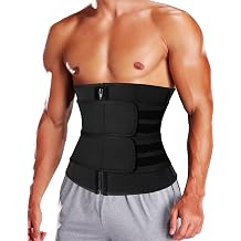 KIWI RATA Mens Workout Waist Trainer Corset Neoprene Sauna Sweat Trimmer Cincher Belt Extra Belly Compression Belts