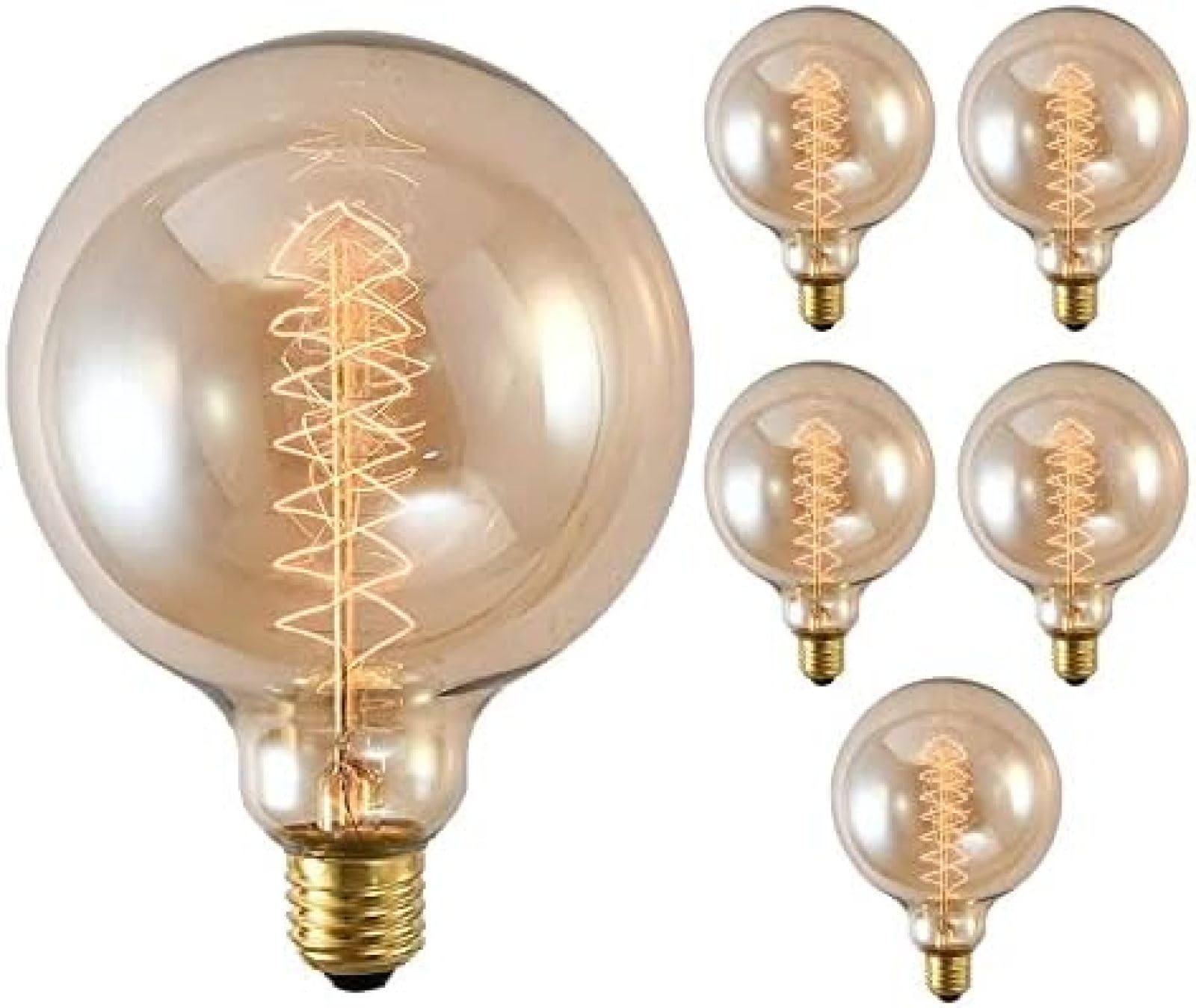 Confezione da 6 lampadine Edison al tungsteno ST64, Lampadina Vintage Edison E27 Standard, Lampadina ambrata Bianca Calda 4W 320LM 2200K, Senza sfarfallio e Non dimmerabile, per Lampada da