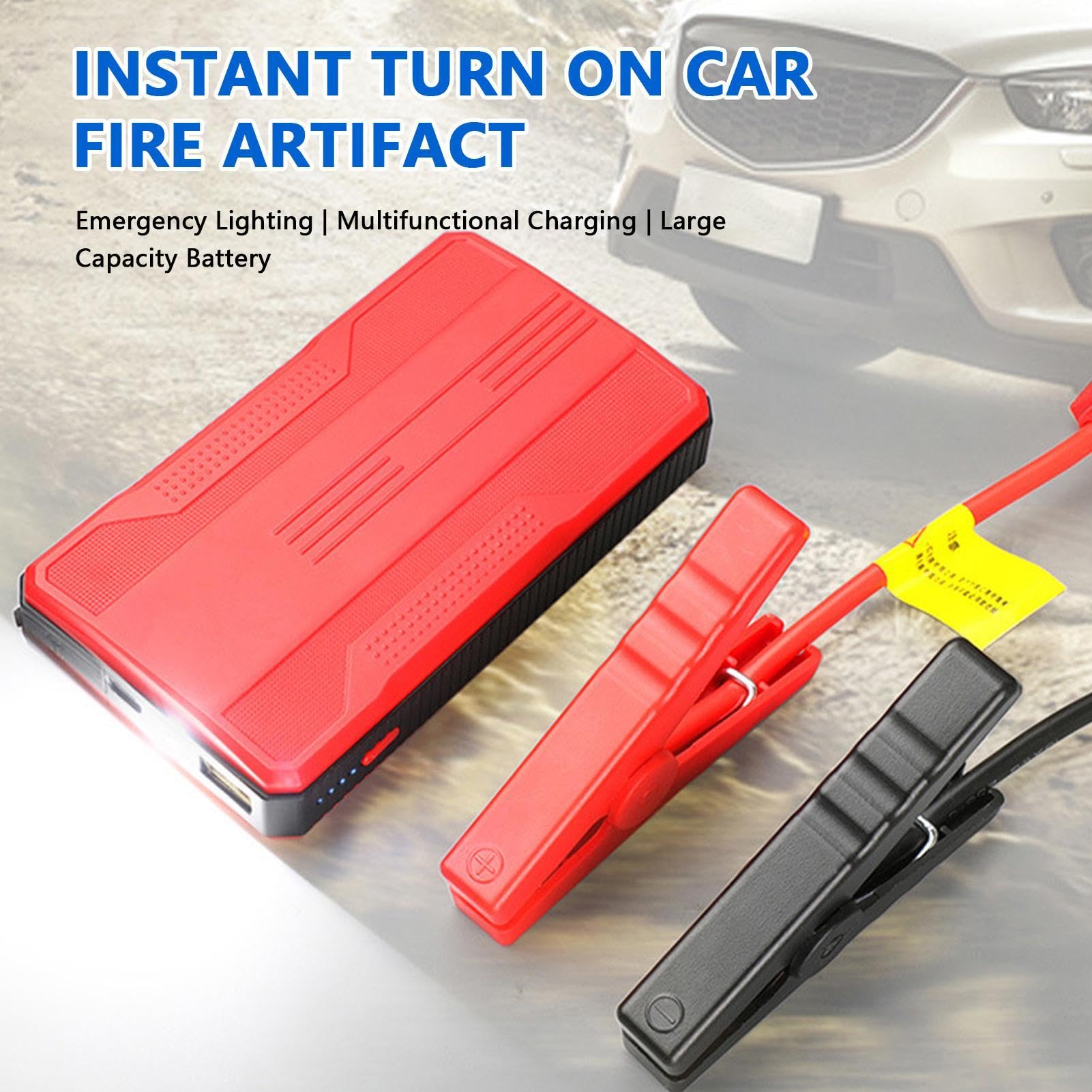 Arrancador portátil para Coche - 20000mAh Portable Car Jump Starter 12V Portable Battery Booster - Paquete de energía portátil con Cables de Puente de indicador, Cargador de Refuerzo de batería