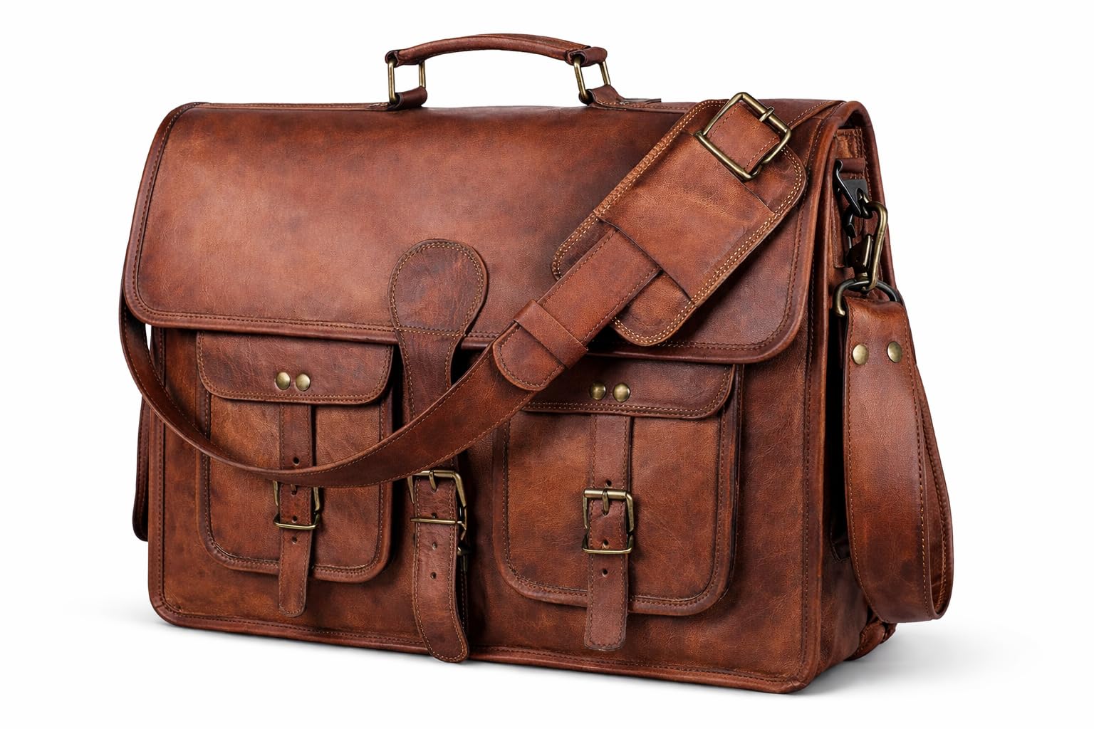 american blue echtes leder umhängetasche laptop aktentasche arbeit schulter crossbody koffer handtasche für männer (18X13X5 Länge X Höhe X Breite)