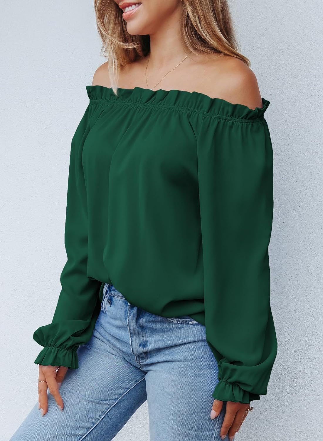 EVALESS Womens Tops Off The Shoulder Blouses for Women Dressy Casual Cute Puff Sleeve T Shirts Fashion 2026 - Image 7