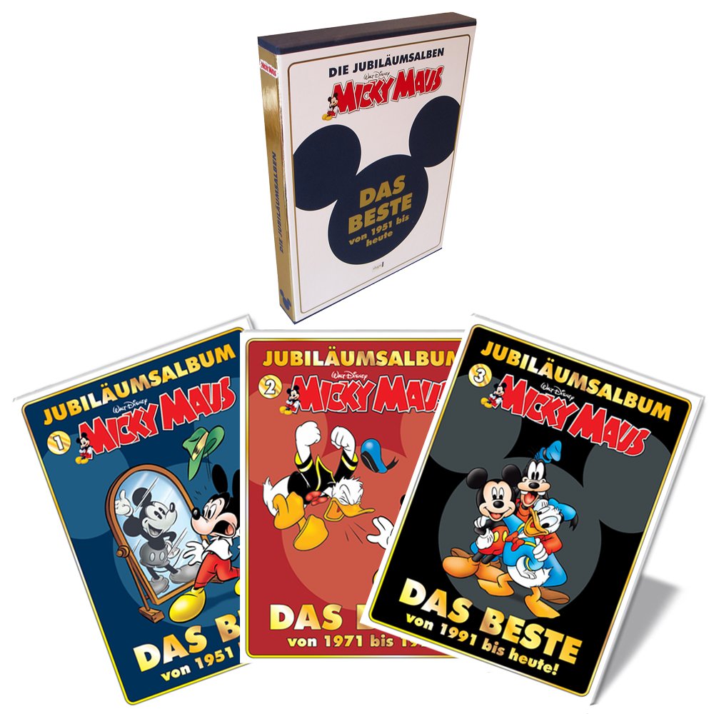 Disney: Micky Maus Jubiläumsalben in Box: Das Beste von 1951 bis 1970; von 1971 bis 1990; vom 1991 bis heute