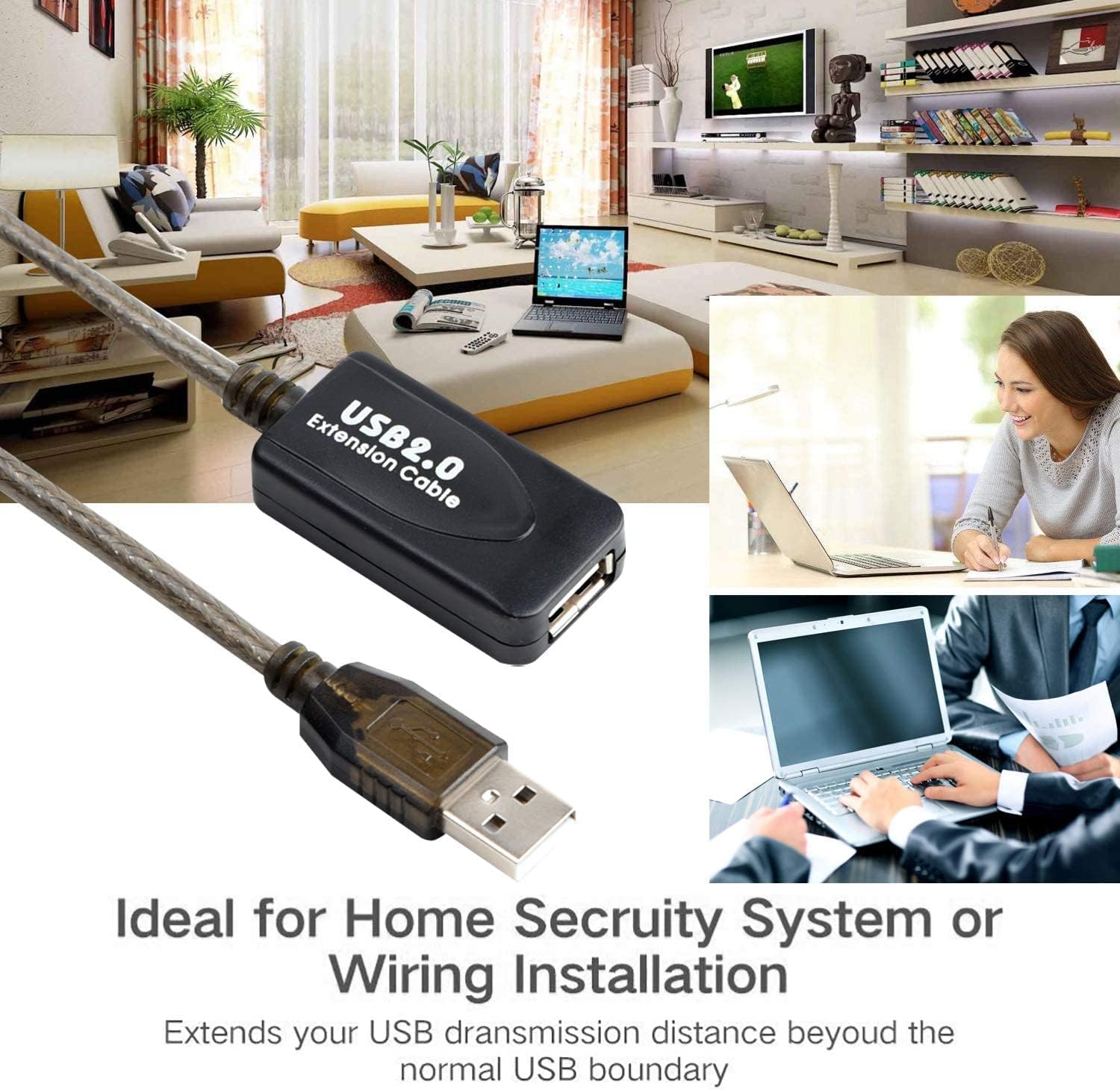LDKCOK USB 2.0 Type A Male to A Female Active Repeater Extension Cable 130ft, High Speed 480 Mbps