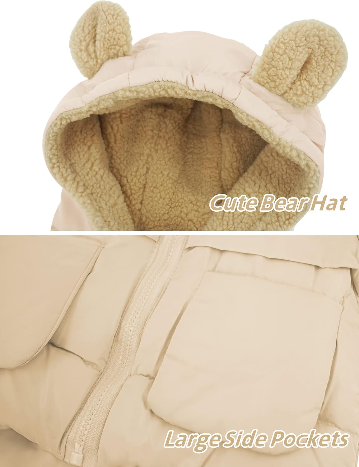 Happy Cherry Toddler Kids Winter Warm Jacket Down Puffer Coat Thick Hooded Outwear