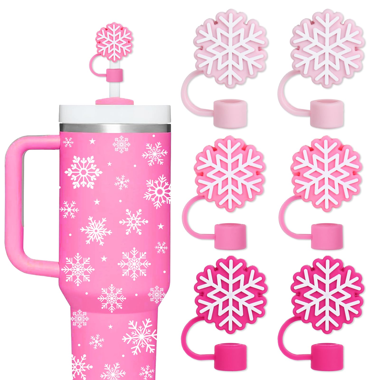 Protection de paille en silicone rose dégradé haut de gamme pour grand gobelet