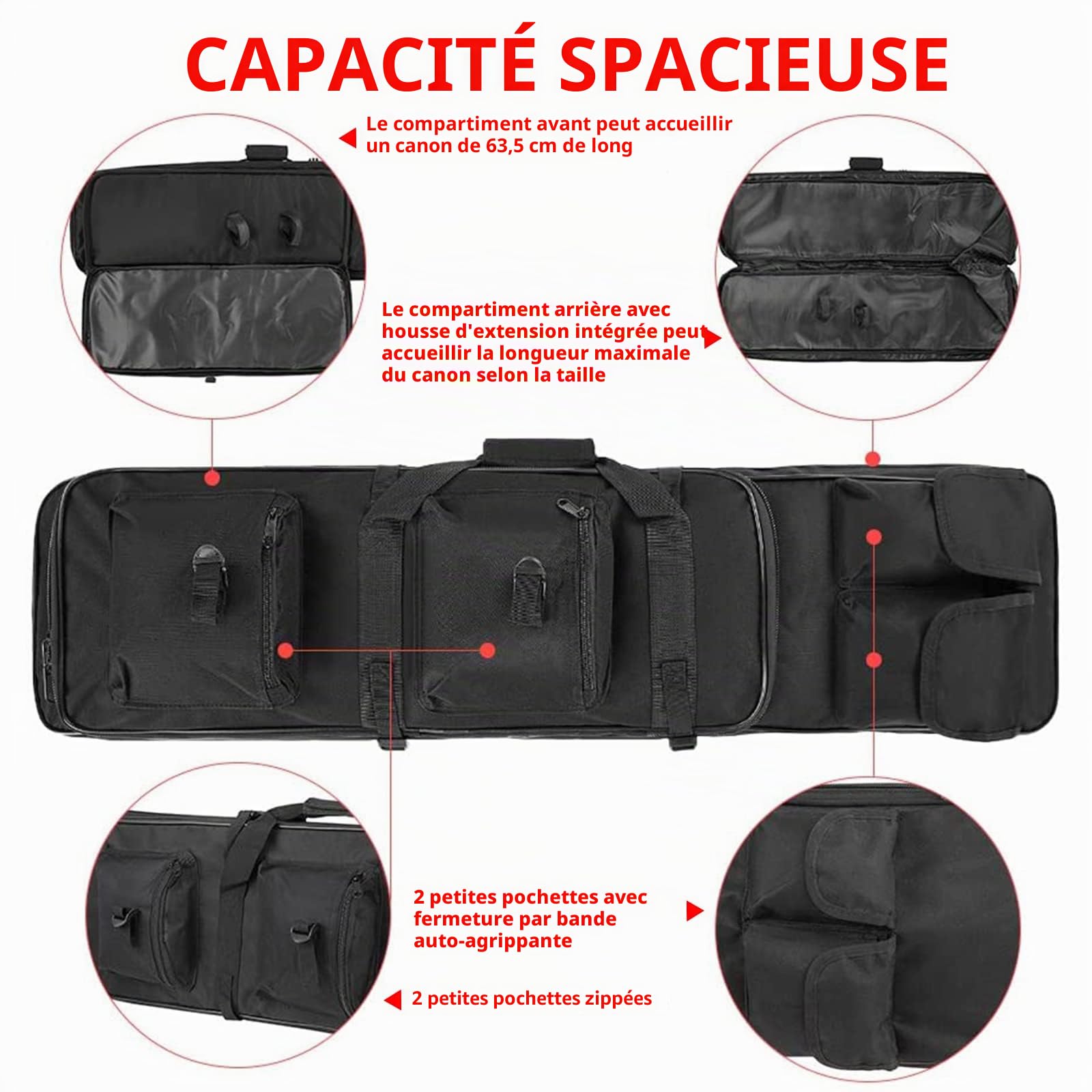 Housse de Transport Airsoft,Sac À Dos Tactique de Fusil avec Rembourée,Housse de Transport pour 2 Fusils À Air,pour ArmeLongue Protection de Réplique Airsoft