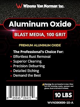 Winona Van Norman Black Aluminum Oxide 100 Grit, 10 lbs Medium Sandblasting Abrasive Media for Rust Removal, Surface Prep and Etching