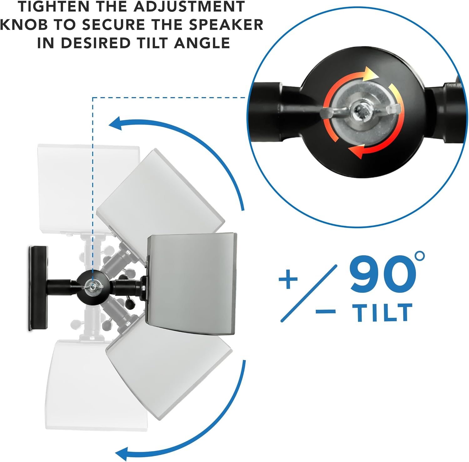 Mount-It! Speaker Mount for Wall and Ceiling, Low Profile Heavy Duty, Anti-Theft, Universal for Channel Surround Sound and Satellite Speakers, Black, 2 Mounts