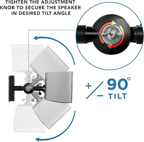 Mount-It! Speaker Mount for Wall and Ceiling, Low Profile Heavy Duty, Anti-Theft, Universal for Channel Surround Sound and Satellite Speakers, Black, 2 Mounts