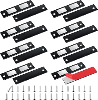 Romon Magnetschnäpper Magnete für Schranktüren, 8 Stück Ultra Dünn Türmagnete Schrankmagnete Türschließer Doppelt Schubladen Kleiderschrank Magnetverschlus für Möbel Schranktür Schließen, Schwarz