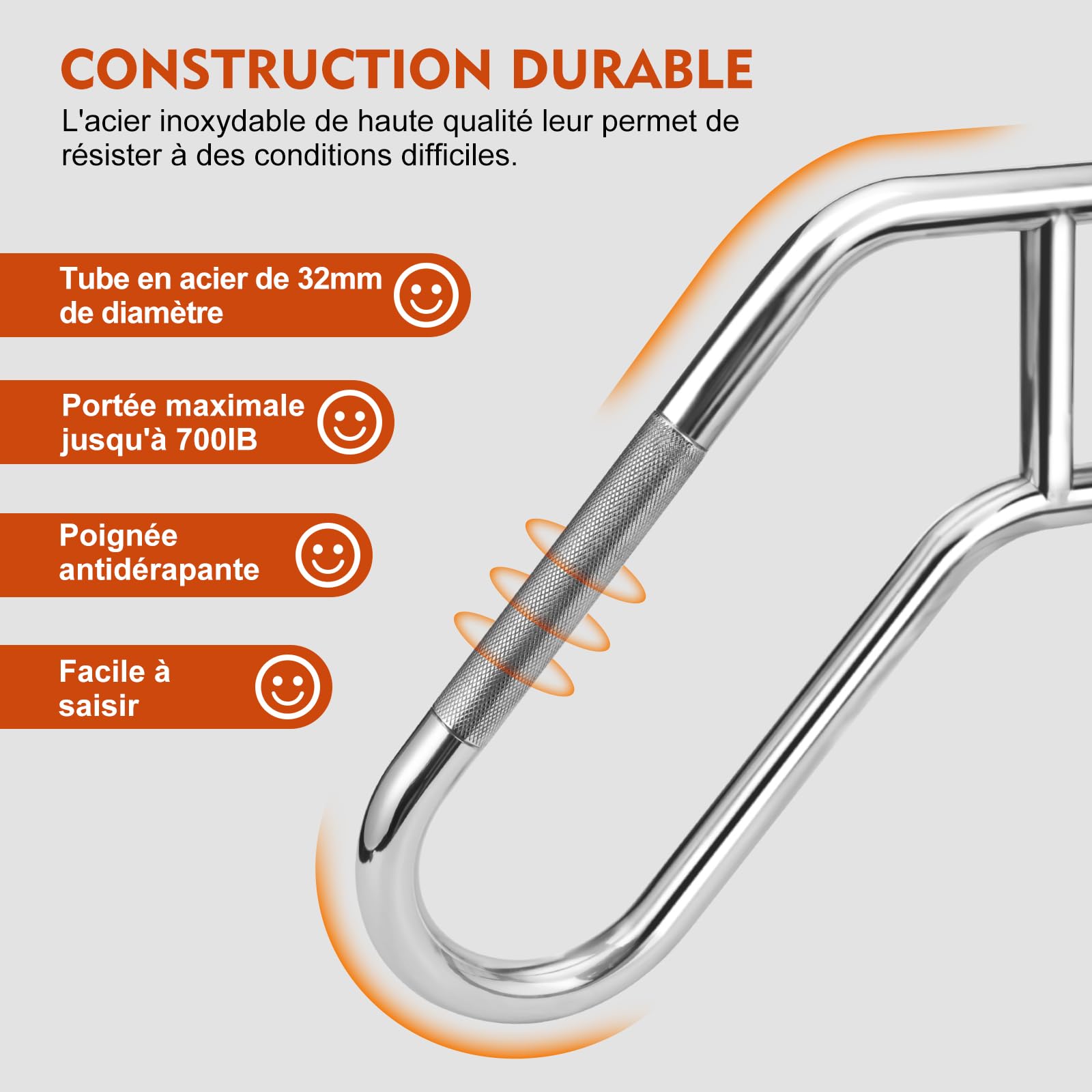 Migliorato Corrimano per scale esterne Corrimano da parete in acciaio inox 304 Corrimano antiscivolo per scale da 1 a 4 gradini, barre di appoggio a parete per terrazze A