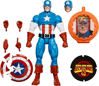 Hasbro Marvel Legends Series Captain America Avengers Retro Marvel Comics Secret Wars Collectible 6-Inch Action Figure with Shield G0781 Authentic