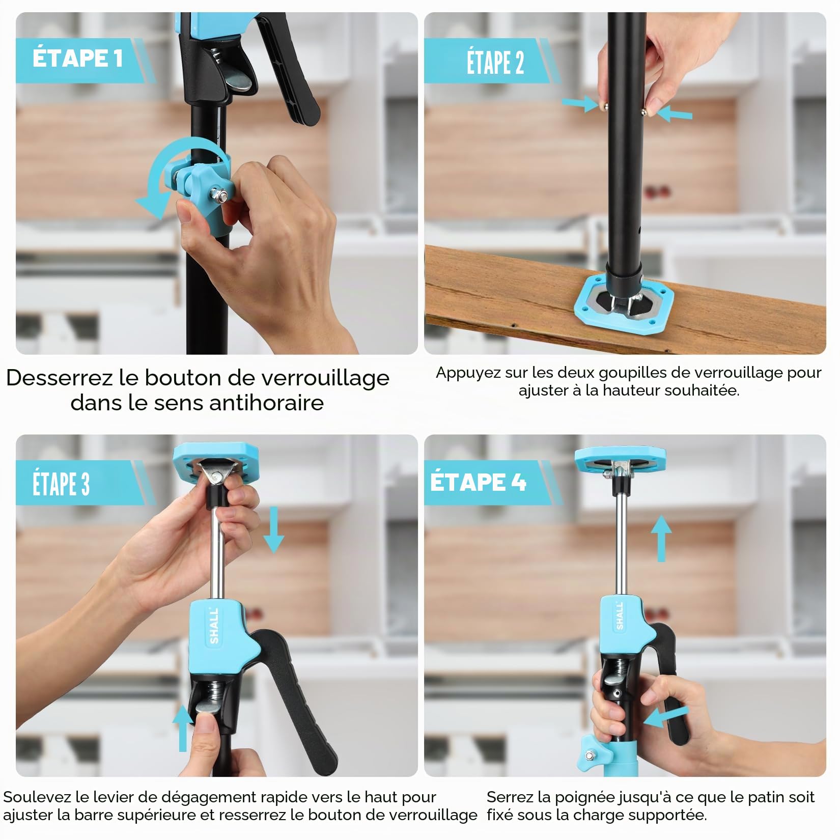 SHALL Lot de 2 bâtons télescopiques de Soutien Rapide avec Sac de Rangement