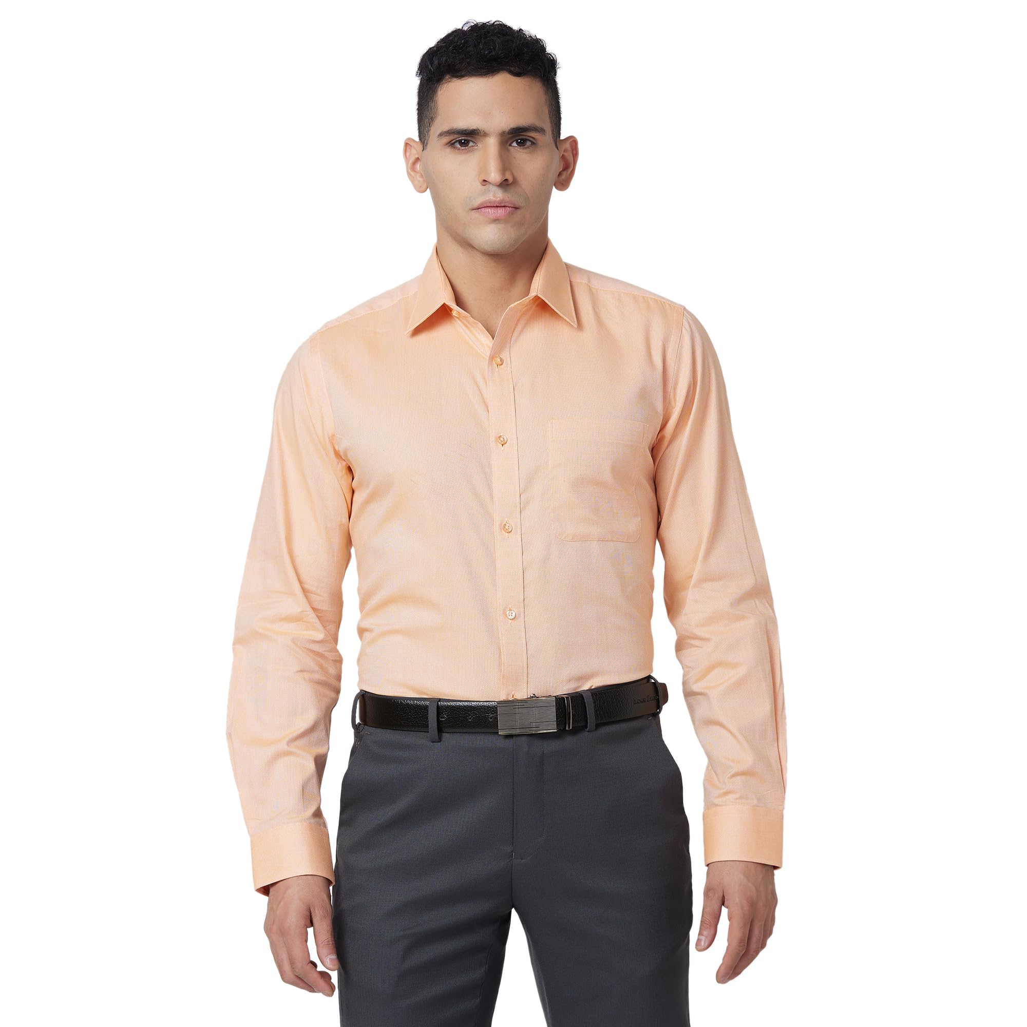 raymond Men Pure Cotton Slim Fit Structure Pattern Semi Cut Away Collar Formal Shirt-picture-12