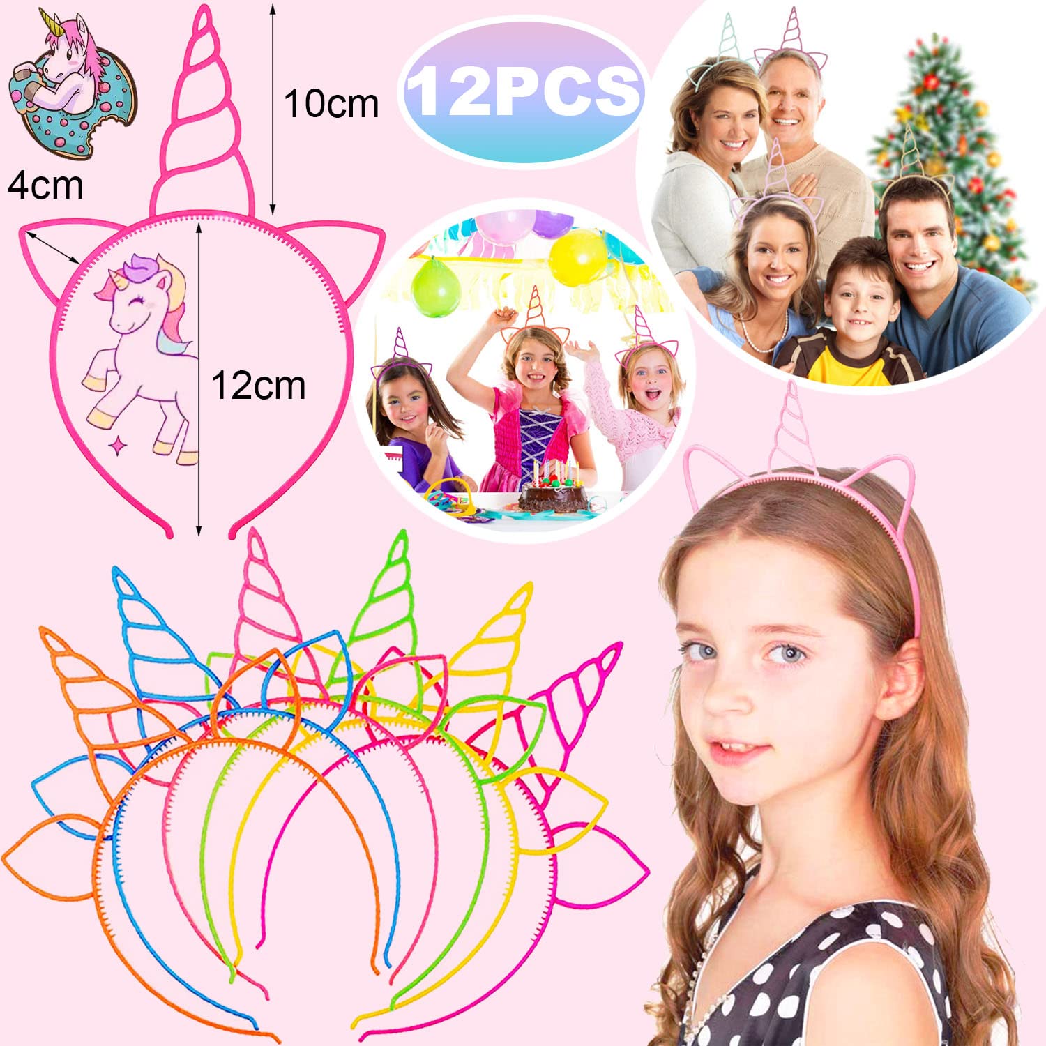 104 Pezzi Kit Festa Unicorno - Braccialetti, Cerchietti, Anelli, Adesivi, Timbri, Per Compleanni Bambine, Regalini Fine Festa