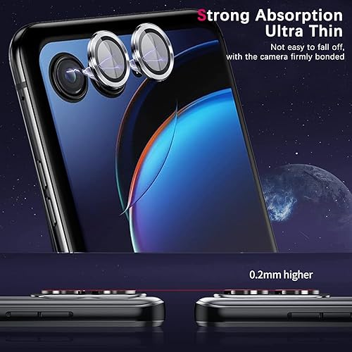 Miniatura 5 de Zeking Juego de 2 protectores de lente de cámara Motorola Razr 40 Ultra, resistente a los arañazos, vidrio templado ultrafino 9H con bordes de