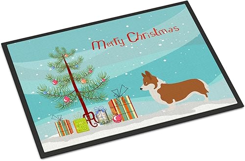 Caroline's Treasures BB8482MAT - Felpudo de Navidad Pembroke Welsh Corgi de 18 x 27 pulgadas, tapete para puerta delantera, para interiores y