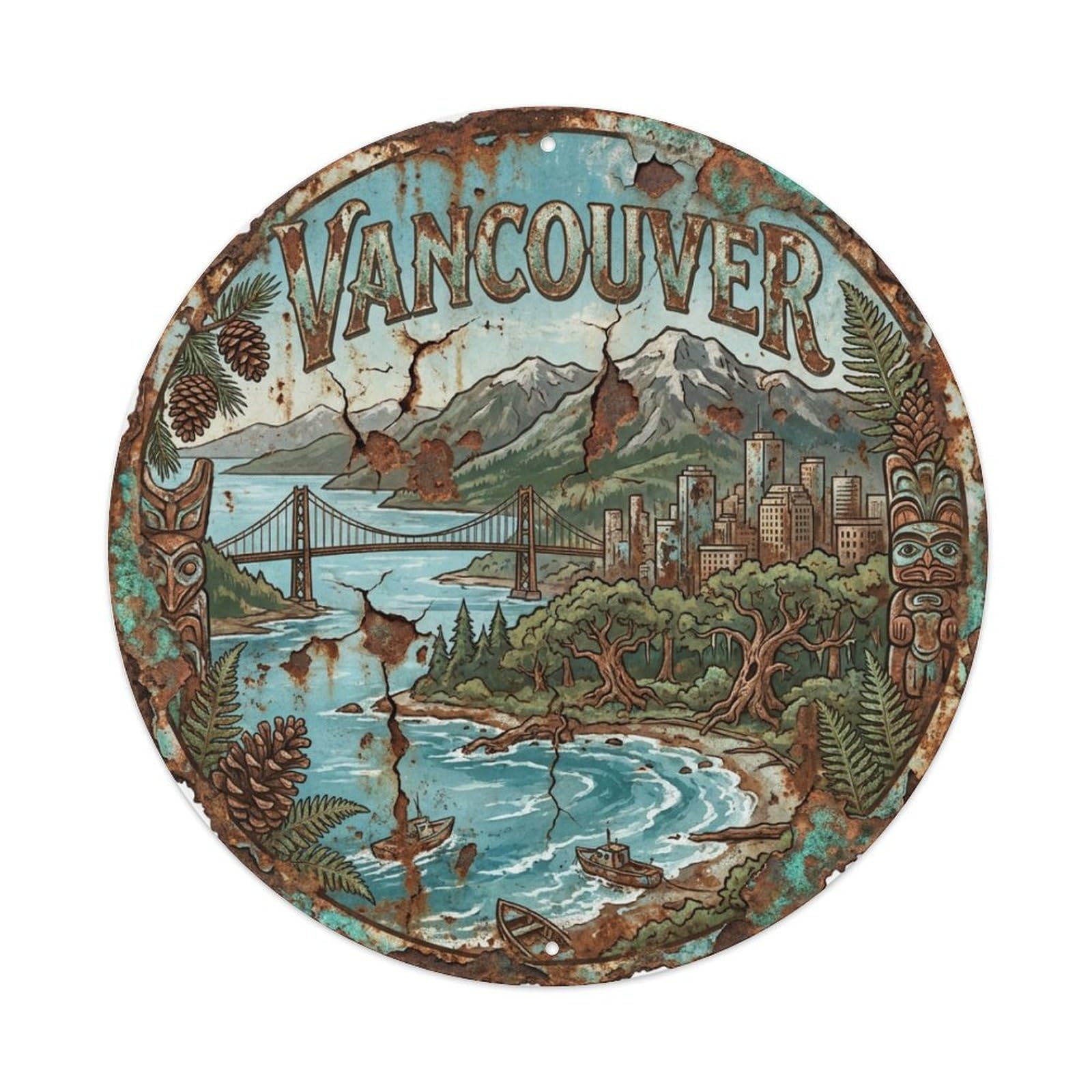 Retro Travel Canada Vancouver Metal Tin Sign