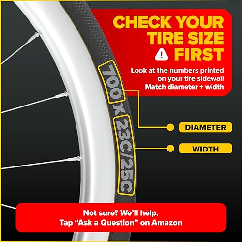 Miniatura 2 de Ultraverse Cámara de aire para bicicleta de 700x23-25c, 700x28-32c, 700x35-43c, tamaños de rueda de bicicleta de 28 pulgadas con válvula presta